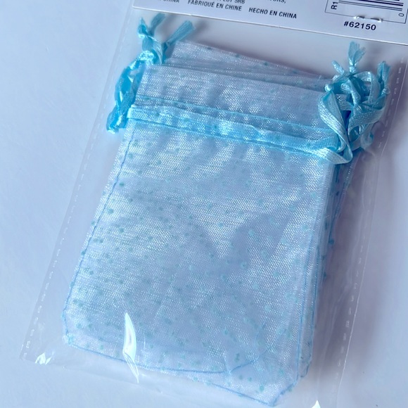 6 pcs Organza Pouches Light Blue Bags Favor Bags Treat Bags - Picture 5 of 7